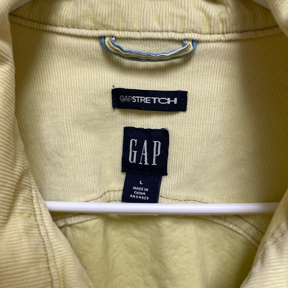 GAP Women’s Sz Large Light Yellow Stretch Light Duty Corduroy Jacket Y2K Bright - Picture 7 of 9